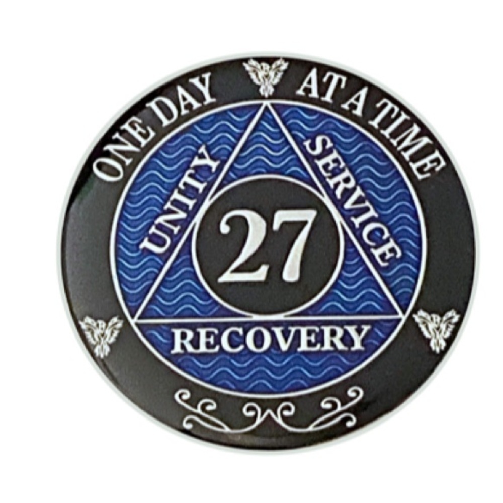 Silver Recovery Coin AA 27 Year Coin Blue, Silver Color Plated Medallion - Picture 4 of 4